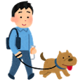 男性が犬の散歩をしているイラスト